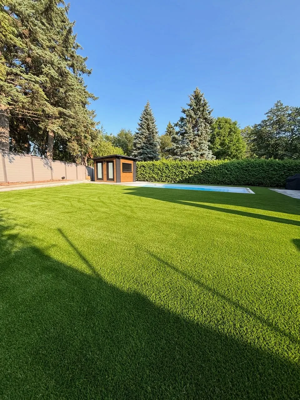 Wide artificial grass lawn installation in Brampton