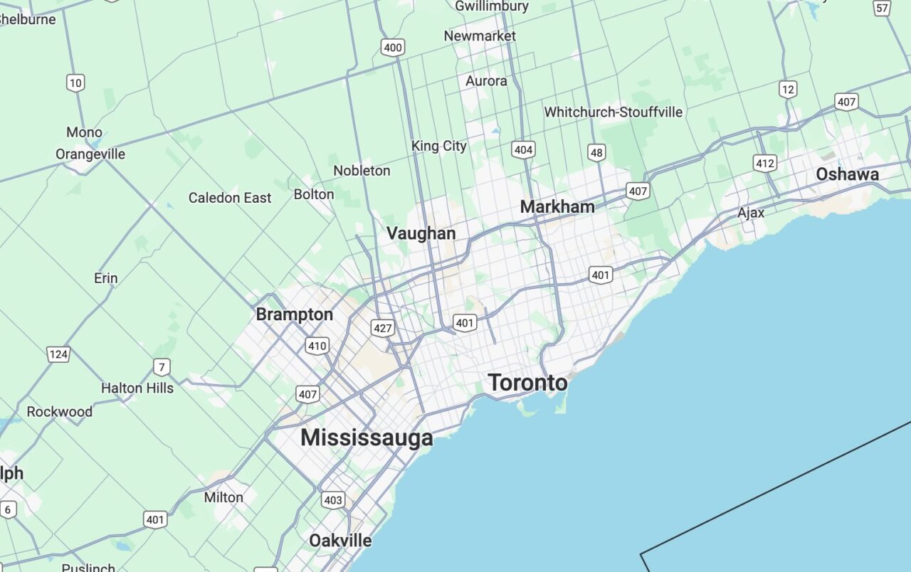 service area map for Artificial Grass Brampton